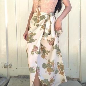 Vintage 90s Romantic Rose Maxi Wrap Skirt Coquette Floral Fairycore Reformation
